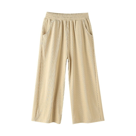 Generic Girls Solid Color Elastic Waistband Loose Wide Leg Pants Ice Silk Soft And Comfortable Spring Summer And Autumn Girls Wear Toddler Girls Flowy Wide Leg Pants High Waisted Palazzo Pants