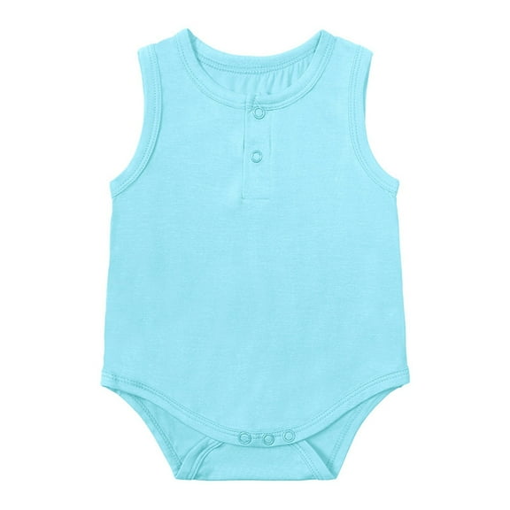 Generic Clearance Clothes Children's Comfortable Bodysuits Girls Solid Color Sleeveless Triangle Crawling Romper Clothes for Casual Soft Outfits(18-24 Months,BU2)