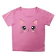 thumbnail image 1 of Generic Girls Summer Loose Casual Trendy Cute Cat Printed Short Sleeve T Shirt Top for Casual Soft Comfortable Clothing5-6 Yearsa-Pink, 1 of 4