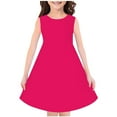 thumbnail image 1 of Generic Girls Summer Sleeveless Dresses Casual Crew Neck Solid Color A Line School Recital Dress for 4-14 Years, 1 of 2