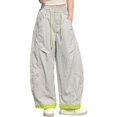 thumbnail image 1 of Generic Girls Sweatpants Baggy Barrel Pants Wide Leg Drawstring Open Bottom Casual Sweat Pants with Pockets Color Block Trendy Wear, 1 of 4