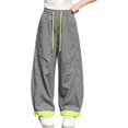 thumbnail image 1 of Generic Girls Sweatpants Baggy Barrel Pants Wide Leg Drawstring Open Bottom Casual Sweat Pants with Pockets Color Block Trendy Wear, 1 of 5