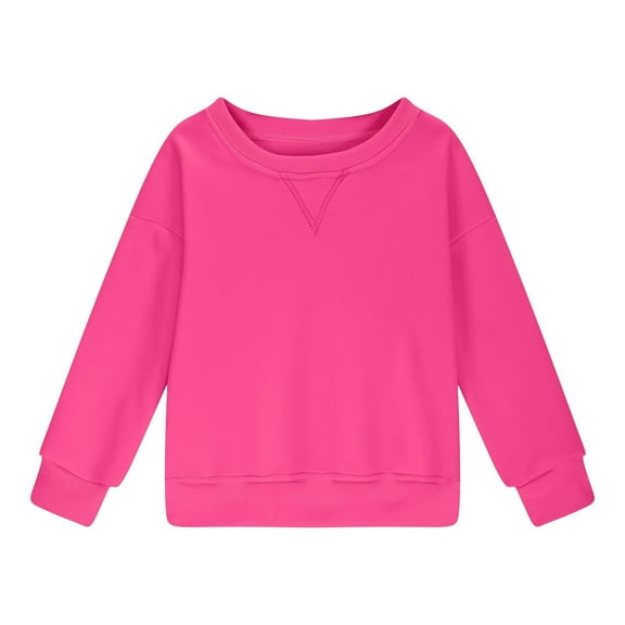 Generic Girls Sweatshirt Crewneck Oversized Cute Trendy Long Sleeve Shirts School Youth Teen Clothes Sweatshirts for Girls Cute Fall Clothes(11-12 Years,Hot Pink)