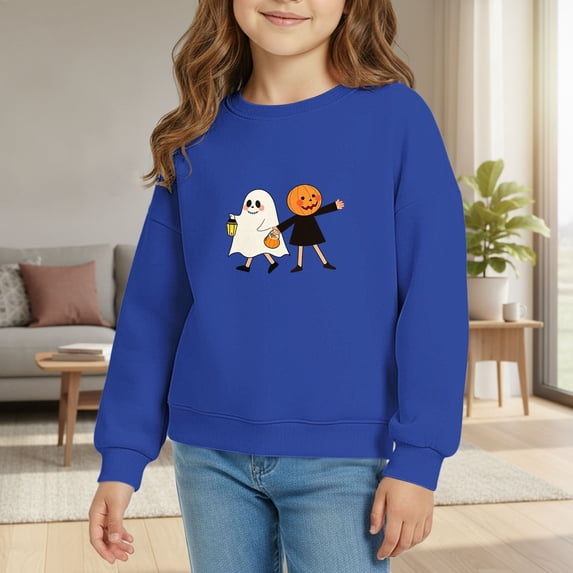 Generic Girls Sweatshirts Kids Long Sleeve Tops Cute Crewneck Oversized Hoodless Autumn Casual Top 2t Winter Clothes