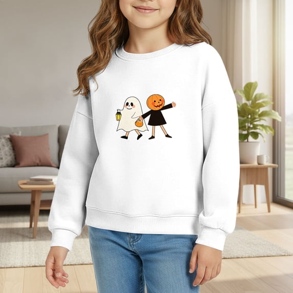Generic Girls Sweatshirts Kids Long Sleeve Tops Cute Crewneck Oversized Hoodless Autumn Casual Top 2t Winter Clothes