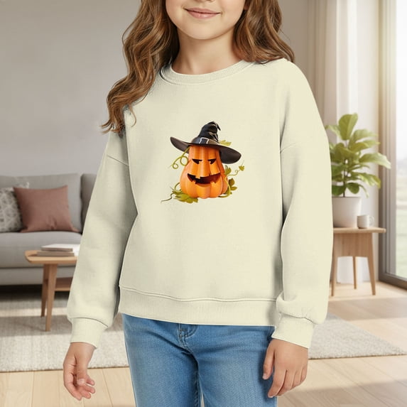 Generic Girls Sweatshirts Kids Long Sleeve Tops Cute Crewneck Oversized Hoodless Autumn Casual Top Little Girl Clothes