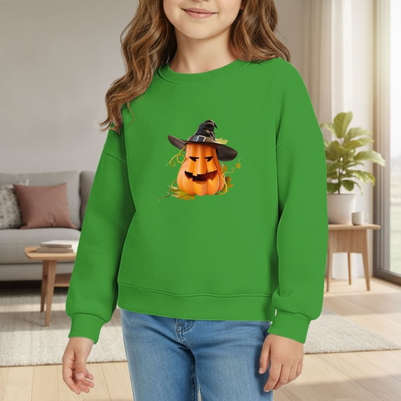 Generic Girls Sweatshirts Kids Long Sleeve Tops Cute Crewneck Oversized Hoodless Autumn Casual Top Little Girl Clothes