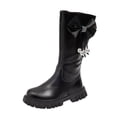 thumbnail image 1 of Generic Girls Tennis Shoes Children Long Boots High Boots Autumn Winter New Girl Soft Bottom Leather Boots for Classic Lightweight Breathable Sport Shoe(4-4.5 Years,Black), 1 of 9