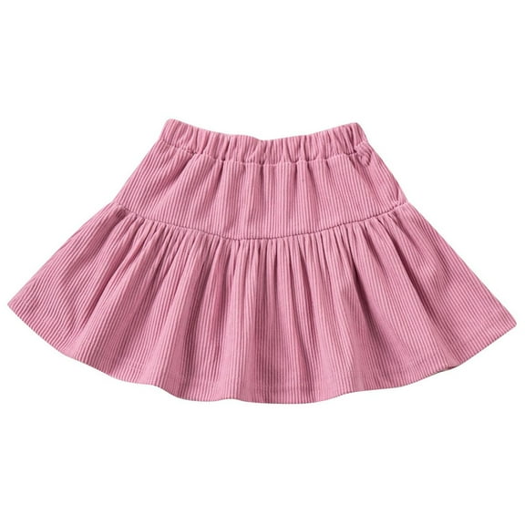 Generic Girls Tiered Layer Mini Skirt Flowy High Waisted Smocked Skirt Casual Cute Pleated Flowy Elastic Skirts for 1-7 Years