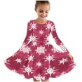 thumbnail image 1 of Generic Girls Ugly Christmas Dresses Crew Neck Snowflake Plaid Graphic Long Sleeve Flared Swing Midi Dress 4-14 Years, 1 of 4