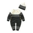 thumbnail image 1 of Generic Girls Warm Blouse Baby Girl Boy Cotton Knitted Sweater Romper Jumpsuit Outfits Hat Set Long Sleeve Cable Knit Sweater Romper Jumpsuit Outfit, 1 of 4