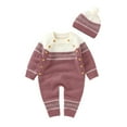 thumbnail image 1 of Generic Girls Warm Blouse Baby Girl Boy Cotton Knitted Sweater Romper Jumpsuit Outfits Hat Set Long Sleeve Cable Knit Sweater Romper Jumpsuit Outfit, 1 of 4