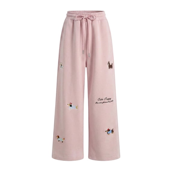 Generic Girls Wide Leg Elastic High Waisted Pants Sweatpants Baggy Track Pants Trousers Casual Streetwear Cute Clothes for Teen Girls