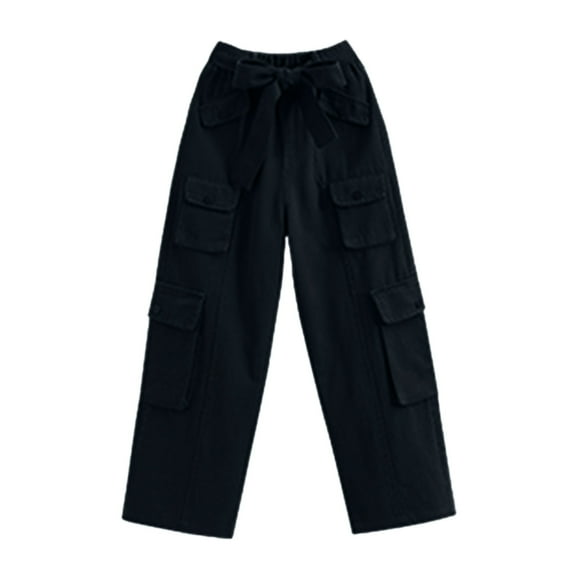 Generic Girls' Wide Leg Jeans Teen Girls' Denim Pants Teenage Girls' High Waisted Jeans Kids Toddler Baby Girls Spring Summer Solid Cool Cotton Pocket Street Style Hop Pants Clothes