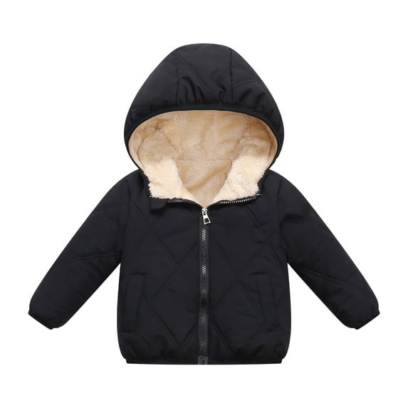 Generic Baby Girls Winter Coats Toddler Outerwear Snow Jackets Boys Warm Clothes Puffer Long Sleeves Jacket for Holiday Winter Party Christmas(12-18 Months Black)