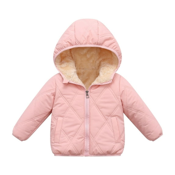 Generic Girls' Windproof Hooded Down Jacket For Fall And Winter Baby Girls Winter Coats Toddler Outerwear Snow Jackets Boys Warm Clothes Thick Wool Down Warm Jackets