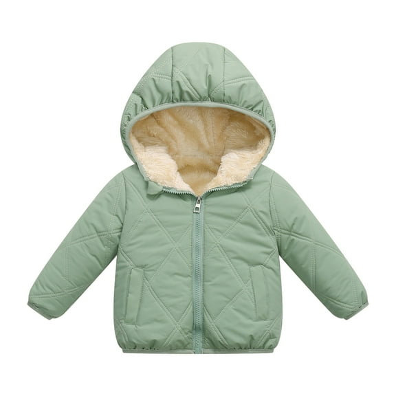 Generic Baby Girls Winter Coats Toddler Outerwear Snow Jackets Boys Warm Clothes Puffer Long Sleeves Jacket for Holiday Winter Party Christmas（18-24 Months Green）
