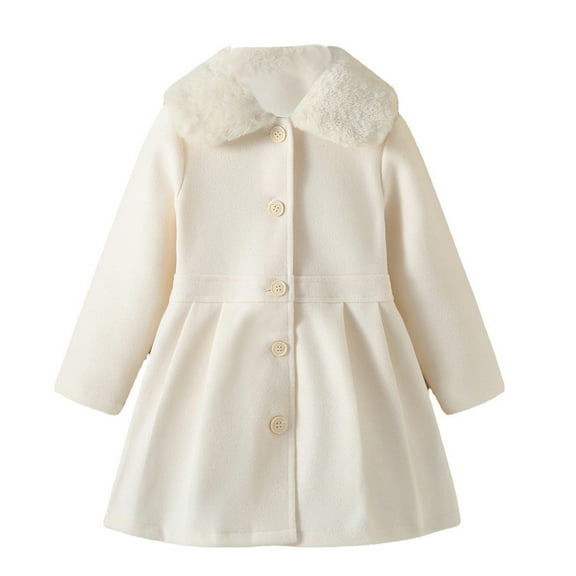 Generic Girls' Winter Warm Wool Coat Kids' Long Sleeve Woolen Trench Coat Toddler Coat Girl's Coat Simple Casual Coat Girl's Autumn Winter Tops Outwear Warm Kids Winter Coats With Hooded