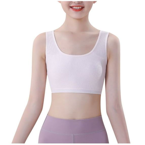 Generic Girls Wireless Bras Cotton Stretch Kids Sports Bra Seamless Training Sports Cotton Bra Undershirt for 10-15Years