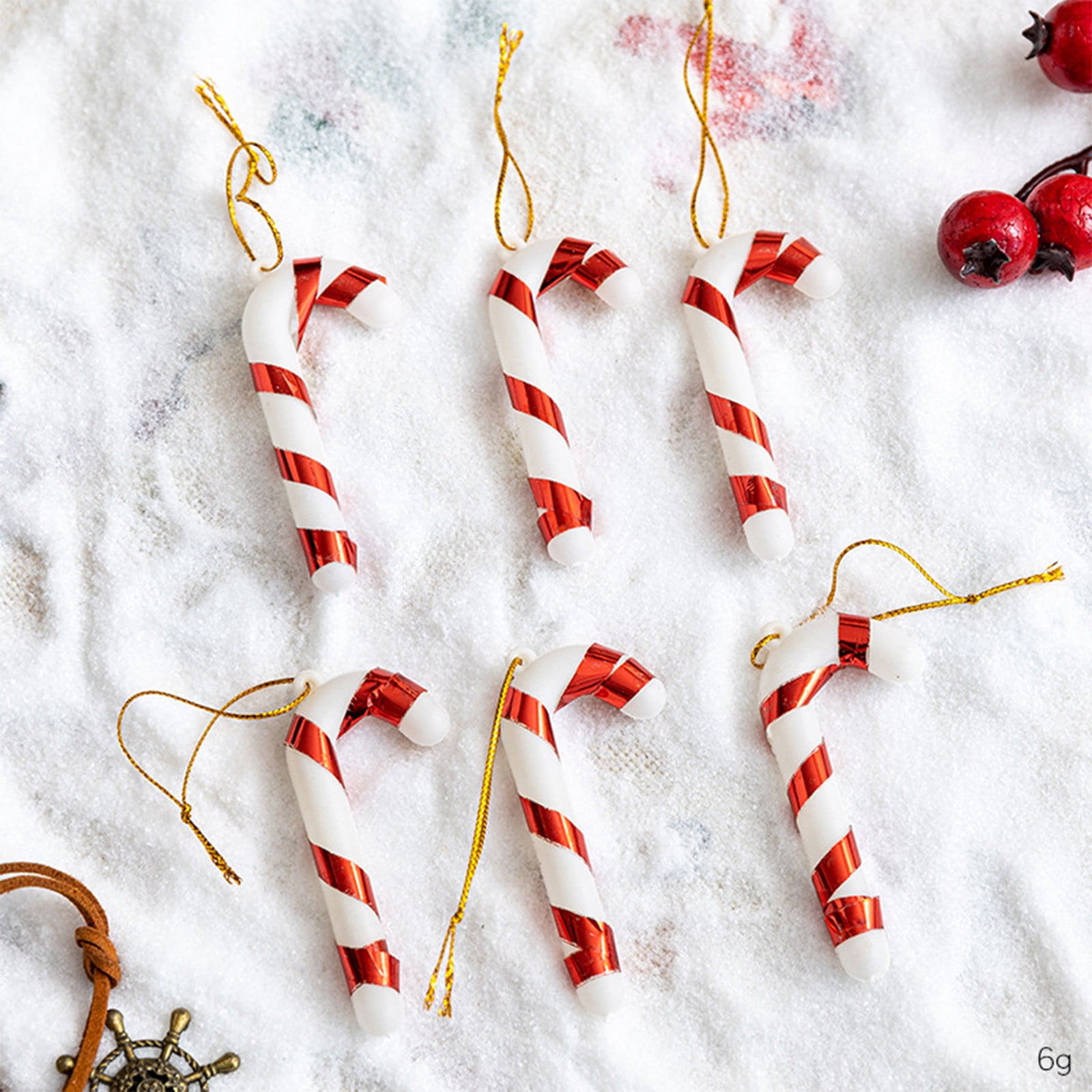 Generic Glass Candy Cane Christmas Ornaments Set of 6 Glass Candy Canes