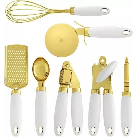Generic Gold Coated Stainless Steel Kitchen Utensil Set, 7 pcs