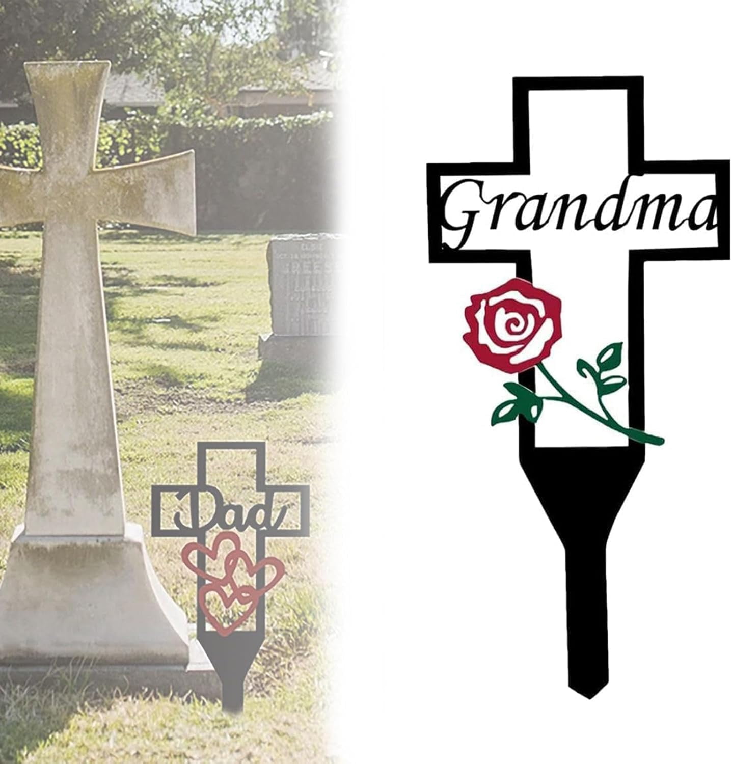 Generic Grave Decorations for Cemetery,Metal Memorial Cross Garden ...