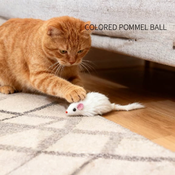 Generic Gray Plush Mouse Cat Toy for Indoor Cats to Bat Pounce and Chase, Soft and Lightweight with Built-in Bell to Stimulate Hunting Instincts, White