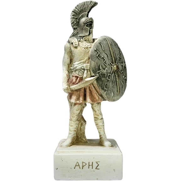 Generic Greek Roman Sculpture 5.51 in Green Plaster Handmade Aged Patina