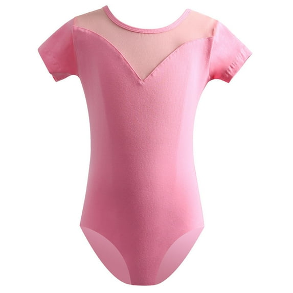 Generic Gymnastics Leotards for Toddler Girls Classic Short Sleeve Ballet Leotards Bodysuit Training Outfits for 2-16Years