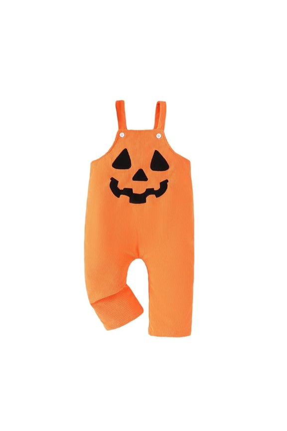 Halloween Pumpkin Baby Girls Boys Outfit Cute Bubble Orange Jumpsuit Rompers Corduroy Strap Overalls for Holiday (6-12 Months Orange)