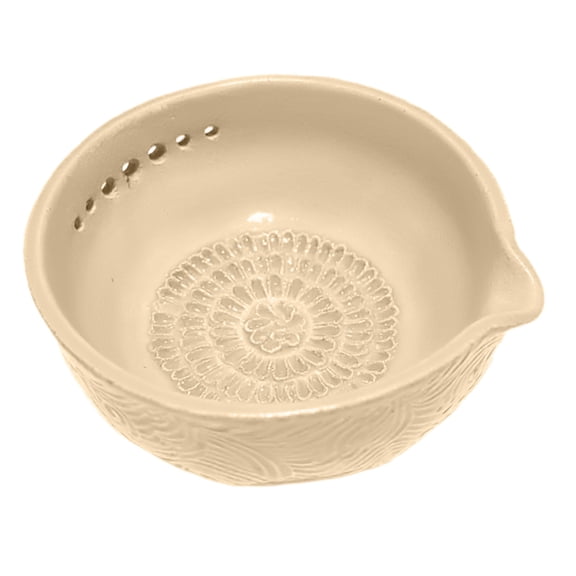 Generic Handmade Ceramic Garlic Grater Plate with 7-Hole Herb Stripper