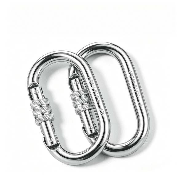 Generic Heavy Duty Alloy Steel O-Shaped Screw Lock Carabiner Clips, 2-Pack