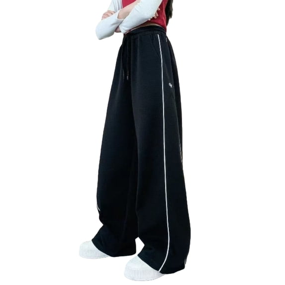 Generic High Waist Sweatpants Girls Y2k Wide Leg Joggers Pants Kids Cotton Trousers/Jogging Track Bottoms with Side Stripe