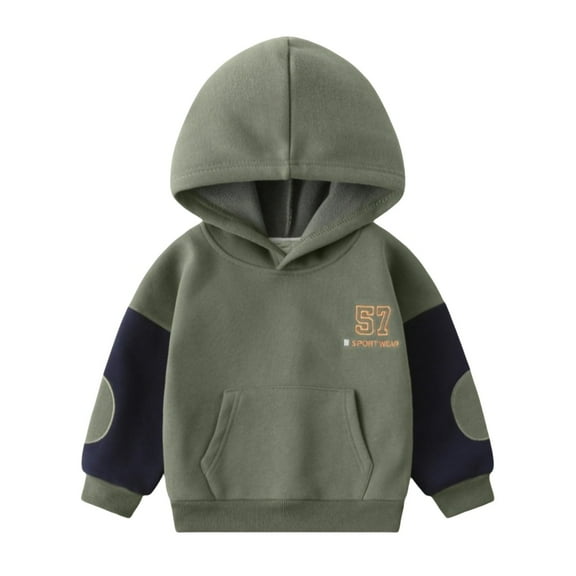 Generic Hoodies for Kids Boys Fall Winter Padded Sweatshirt Hooded Pullover Top for Fashion Casual Breathable Lightweight Pullovers(6-7 Years,Green)