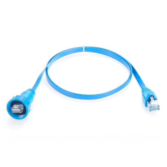 Generic IP67 Waterproof RJ45 Cat5e Ethernet Flat Cable Outdoor Gigabit RJ45 Male to Male LAN Network Patch Cord Threaded Embedded Mount