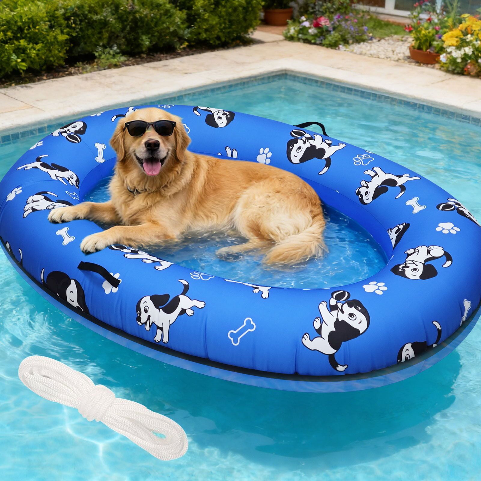 Small Dog Raft Generic Inflatable Dog Pool Float, Heavy Duty Puncture Resistant Water ...