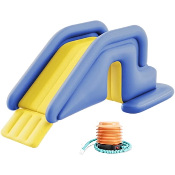 Generic Inflatable Water Slide Compact Inflatable Pool Slide with Electric Blower Water Slide for Pool Inflatable Slide for Backyard & Indoor Summer Play. (Blue)