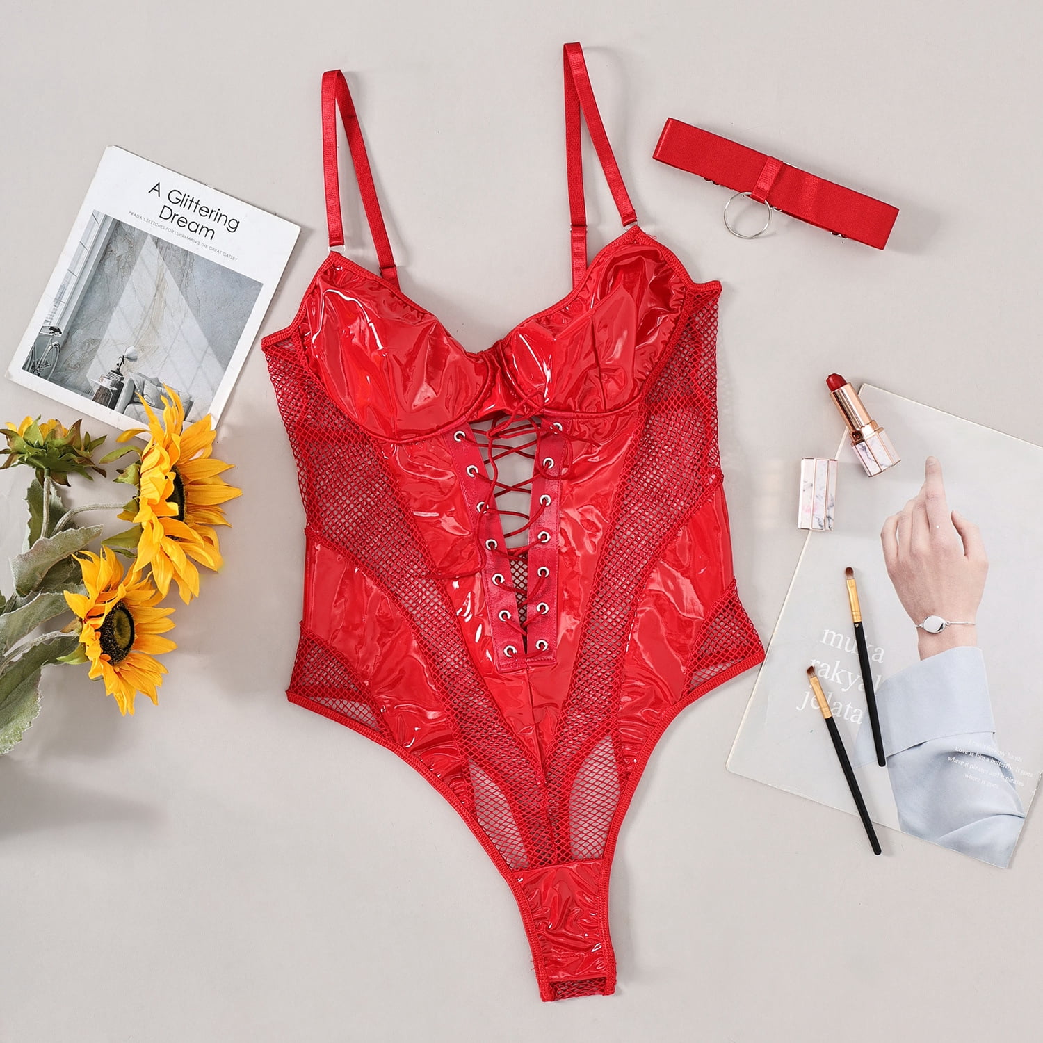 Generic Ins2025 New Sexy Mesh See-through Backless Bra Jumpsuit 26886 ...