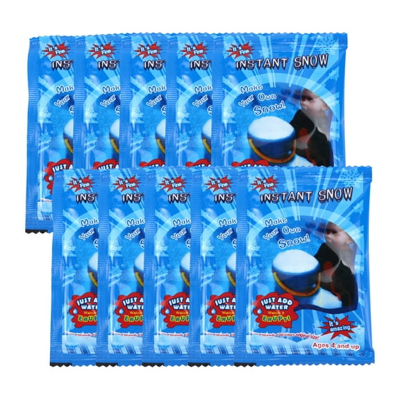 Generic Instant Snow Powder 10 Pack- Makes Fake Artificial Snow- Great for Cloud Slime and Christmas Snow Decoration, Science Projects, DIY Arts & Crafts