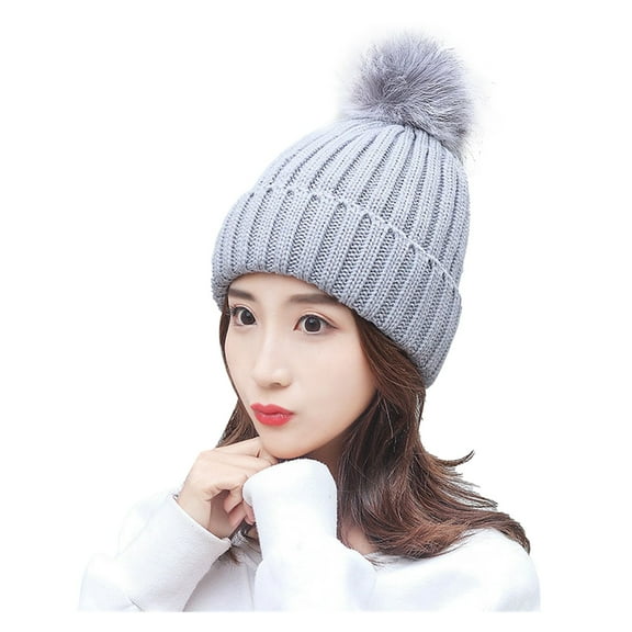 Generic Insulated Thermal Beanie Hat For Outdoor Activities Women Winter Hats Thick Cable Women Hat Warm Lined Knitted Soft Cap Warm Knit Winter Beanie Cap For Women