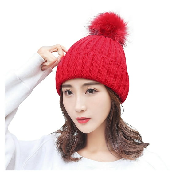 Generic Insulated Thermal Beanie Hat For Outdoor Activities Women Winter Hats Thick Cable Women Hat Warm Lined Knitted Soft Cap Warm Knit Winter Beanie Cap For Women