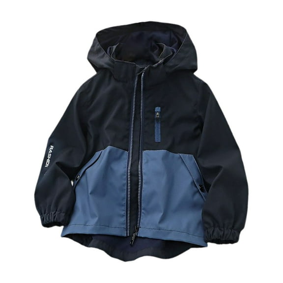 Generic Boys' Spliced Hardshell Zipper Breathable Outdoor Childre Long Sleeves Coat for 3 To 9 Years Puffer Jacket for Holiday Winter Party Christmas（3-4 Years Blue）