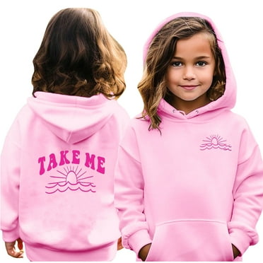 Generic Jackets for Children's Casual Fashion Boys Girls Padded Take Me Hooded Sweatshirt with Drawstring Pockets for Fashion Casual Cozy Travel Jacket(4-5 Years,Pink)