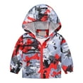 thumbnail image 1 of Generic Jackets for Children's Casual Spring Boys and Girls Small Children Spring Fall and Winter Wind Printing Light Fashion Hooded Jacket 2024 for Simplicity Cozy (4-5 Years,Red), 1 of 3