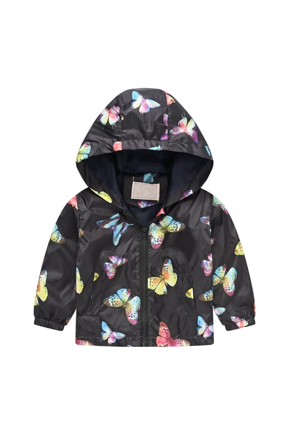 Baby Girls Cute Heart Graphic Jacket Zip Up Lightweight Toddler Boys Dinosaur Windbreaker Long Sleeve Water-proof