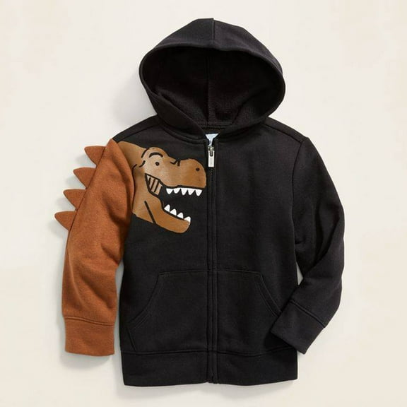 Generic Jackets for Children's Casual Toddler Kids Baby Boys Clothes Dinosaur Zip Up Hoodies Fall Sweatshirt Long Sleeve Hooded Tops with Pocket for Fashion Cozy Travel Jacket(5-6 Years,Black)