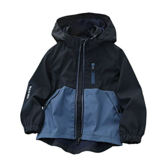 Generic Jackets for Kids Casual Plus Size Boys' Spliced Hardshell Zipper Breathable Outdoor Children's Coat for Fashion Lightweight Clothing(6-7 Years,Blue)