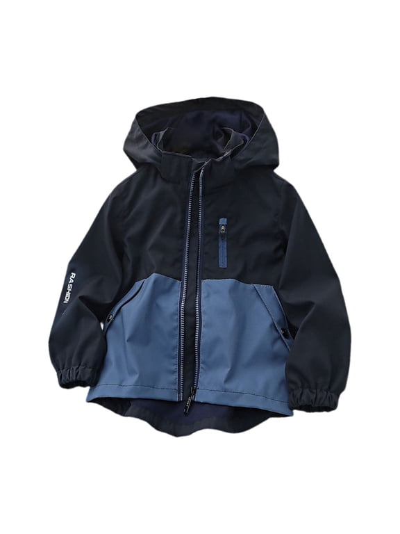 Jackets for Kids Casual Plus Size Boys' Spliced Hardshell Zipper Breathable Outdoor Children's Coat for Fashion Lightweight Clothing(7-8 Years,Blue)