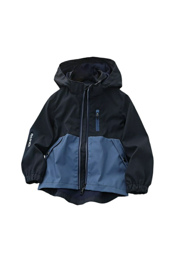 Jackets for Kids Casual Plus Size Boys' Spliced Hardshell Zipper Breathable Outdoor Children's Coat for Fashion Lightweight Clothing(7-8 Years,Blue)