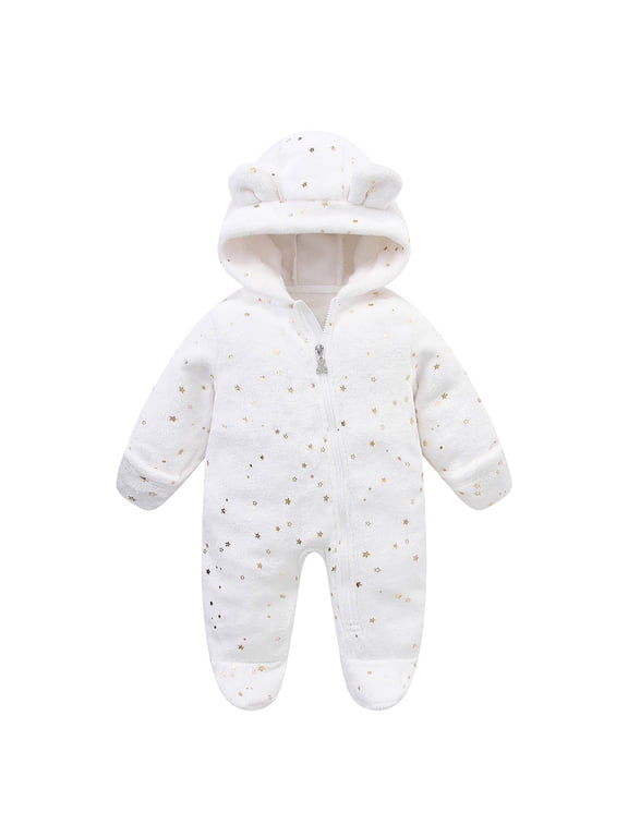 Jumpsuit for Newborn Baby Boy Girl Footed Snowsuit Thick Fleece Pramsuit